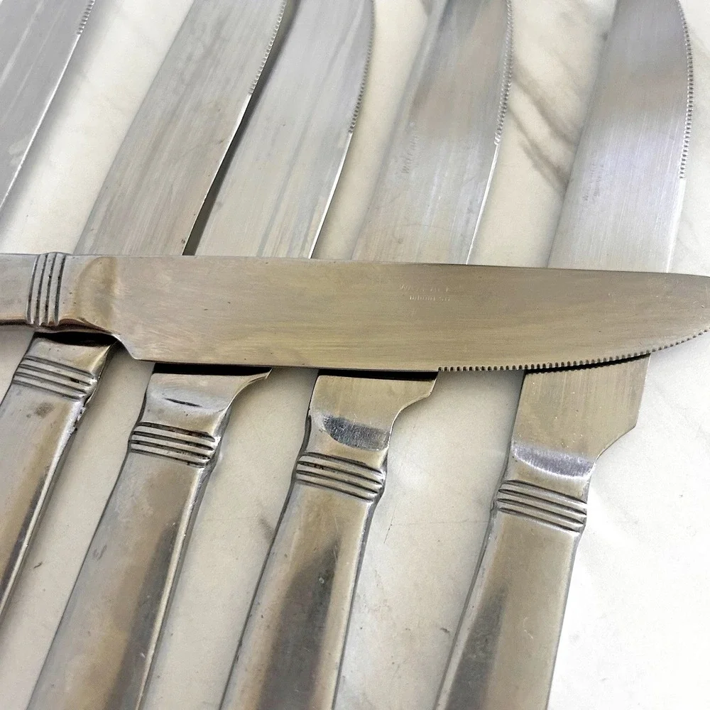 WALLACE 18/10 Dinner Knives Knife Flatware Napoli Pattern Lot of 6 FFF